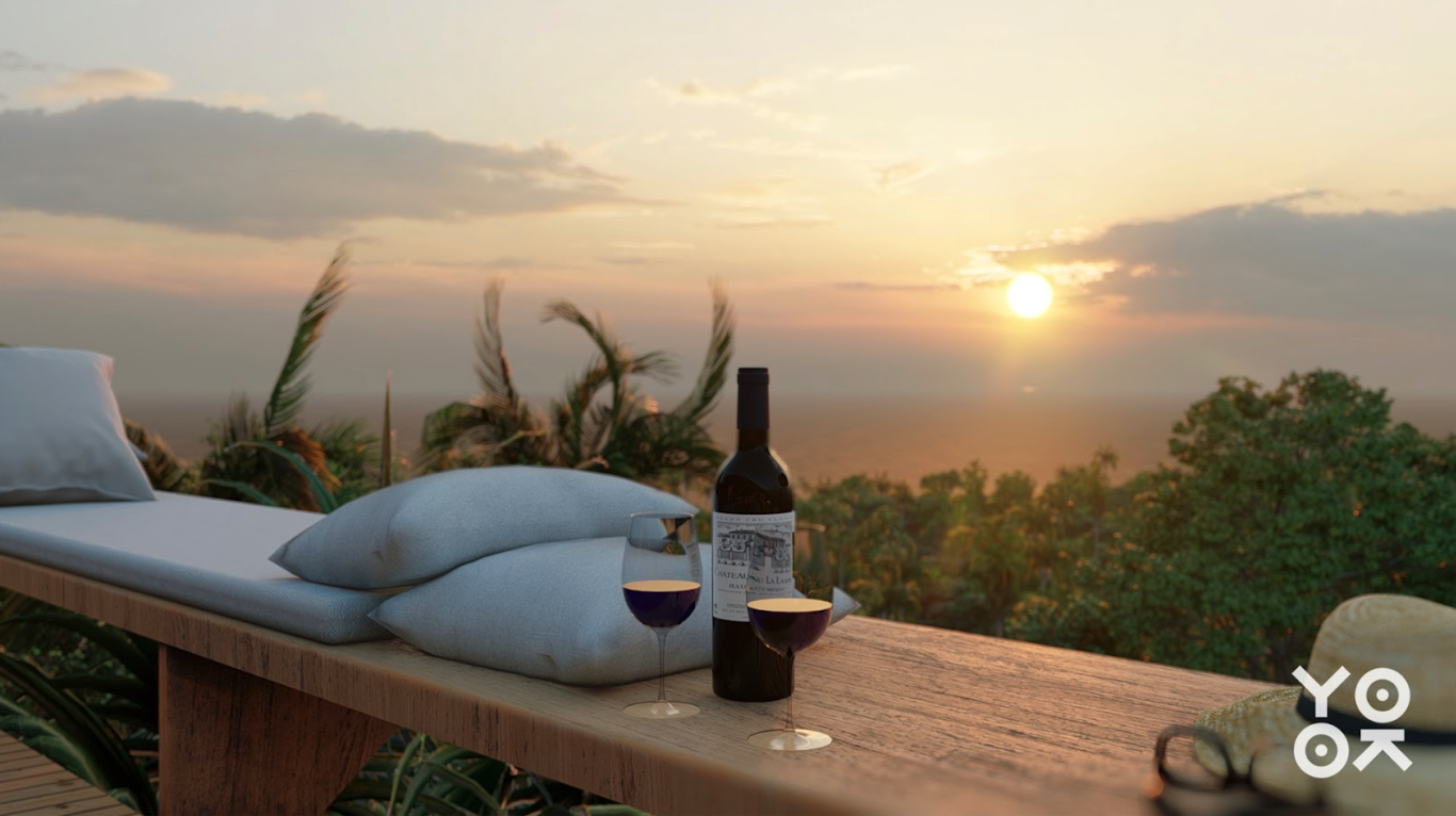 YokoVillage wine and sunset